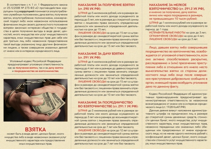 Памятка  Генеральной прокуратуры РФ:  Что нужно знать о противодействии коррупции